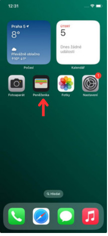 Otevřete aplikaci Apple Peněženka